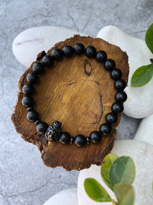 Beaded Onyx Lion King Bracelet