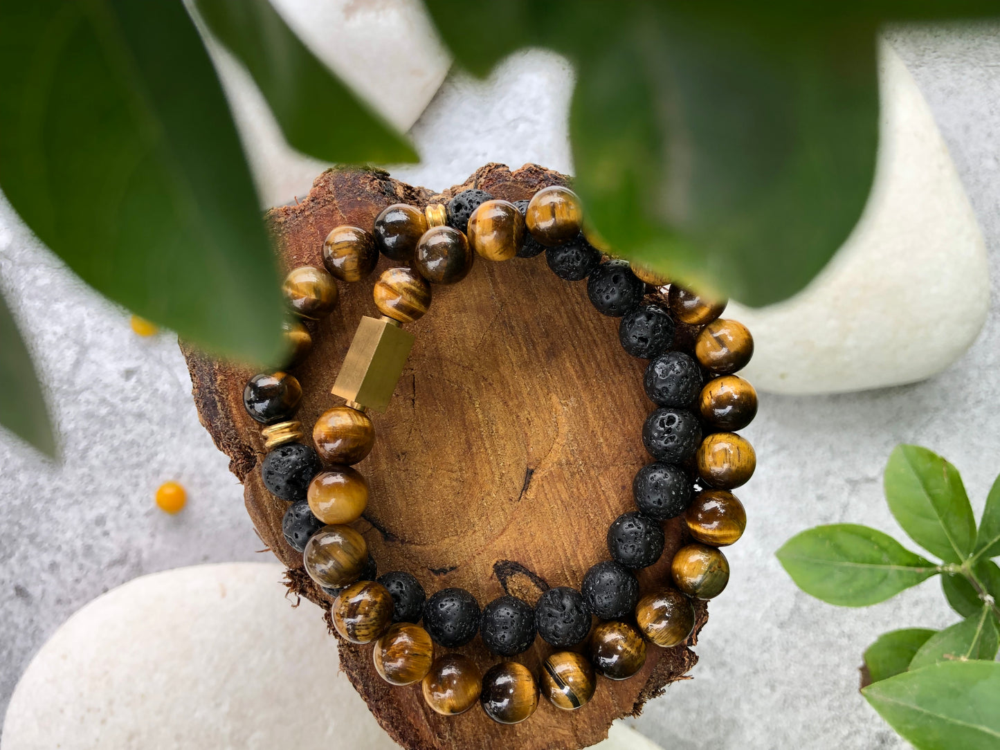 Stunning Set of Tiger's Eye and Lava Bracelets