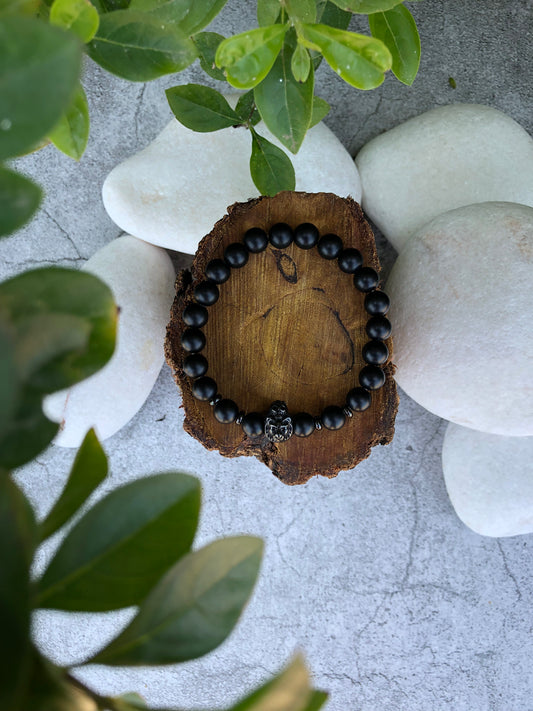 Beaded Onyx Lion King Bracelet