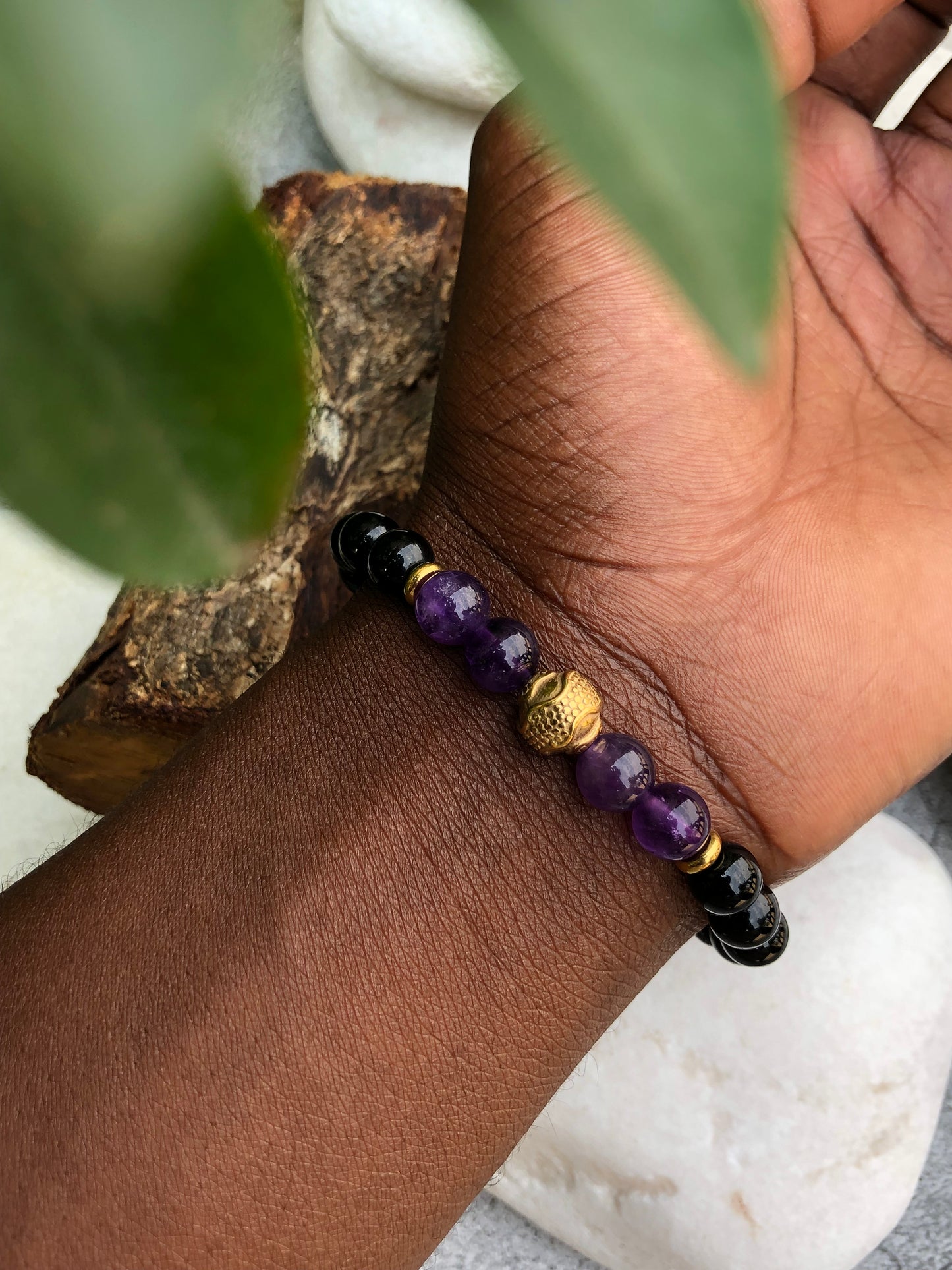 Amethyst and Onyx Bracelet