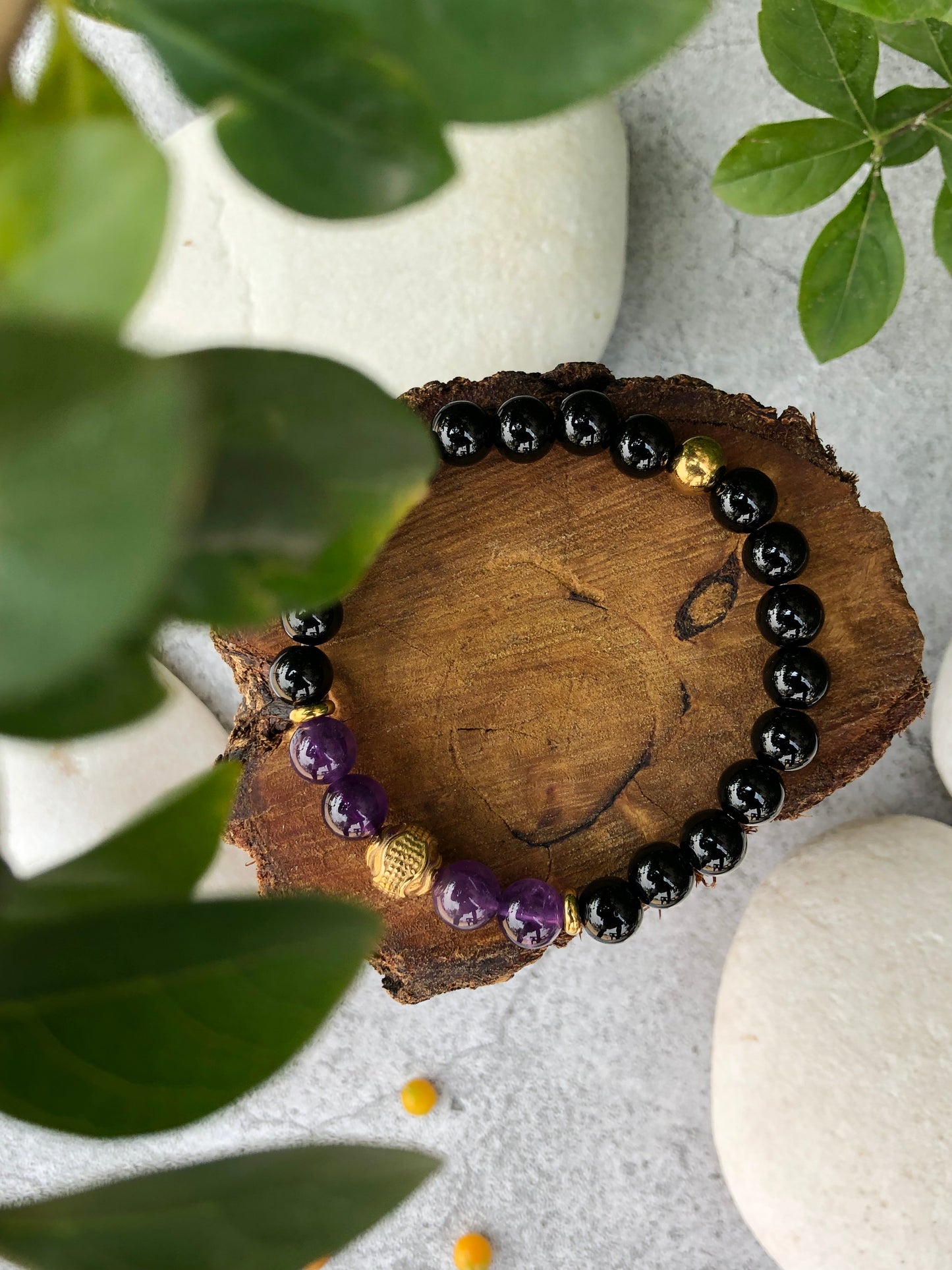 Amethyst and Onyx Bracelet