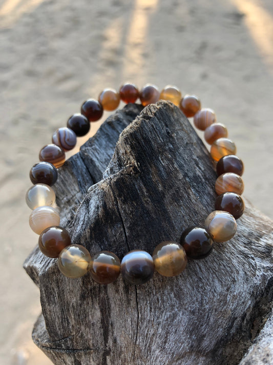 Stunning Unisex Brown Agate Bracelet