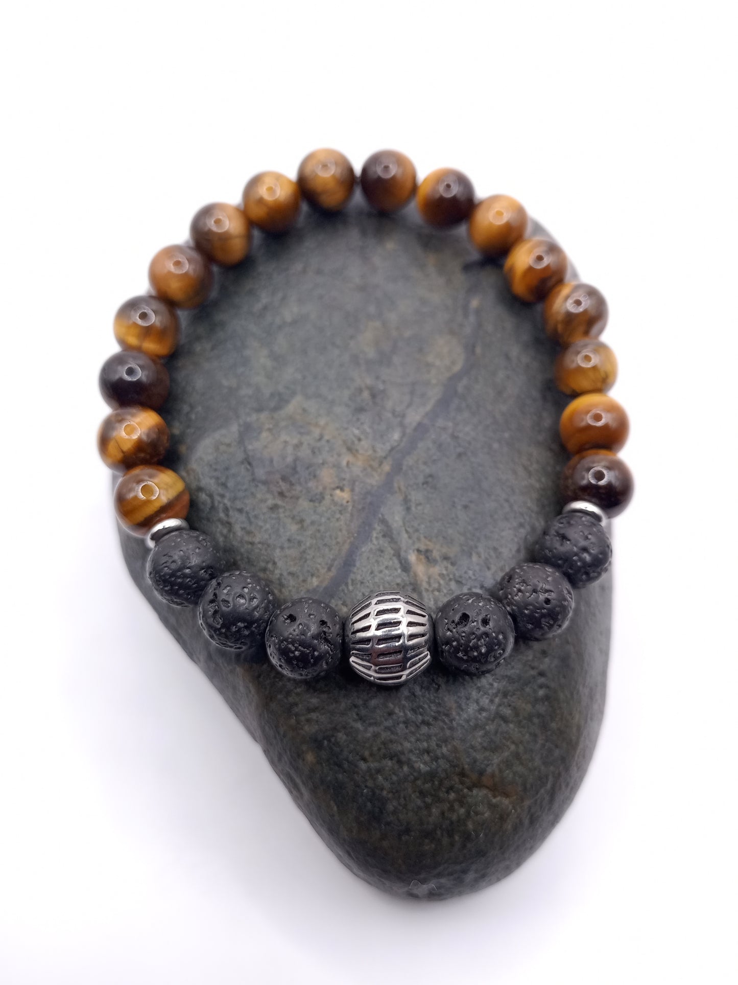 Stunning Tiger's Eye and Lava Bracelet